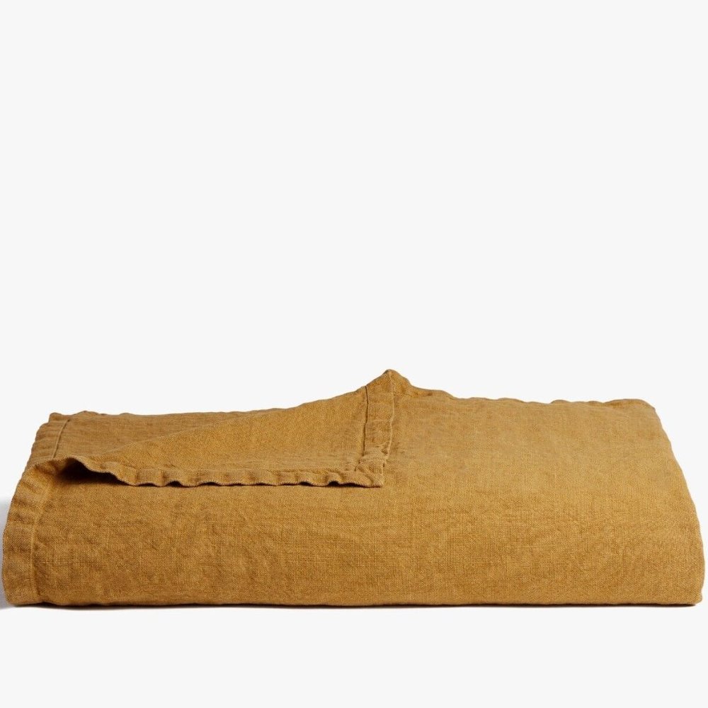 Parachute Vintage Linen Bed Cover in Ochre